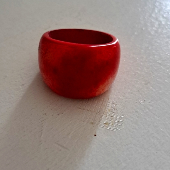 VTG MUTED orangey red bubble ring glass like retro MOD 70's disco pop color - Picture 2 of 4